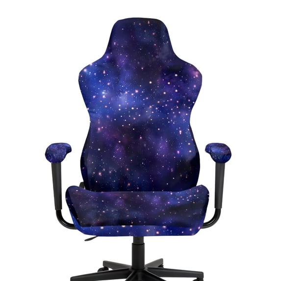 Uorisanigo Purple Galaxy Gaming Chair Cover with Armrest Covers Removable Racing Gaming Chair Protector with Elastic Edge Breathable Computer Chair Slipcovers for Office Dormitory