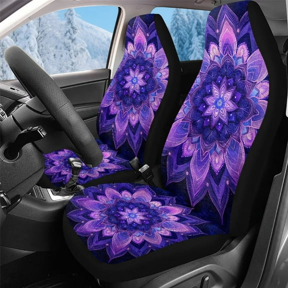 Uorisanigo Purple Mandala Car Seat Covers Front Seats Only, Premium Blanket Cloth Front Set Comfortable, Universal Fit for Trucks Vans SUVs Sedans Automotive, 2 Pieces