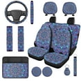 thumbnail image 1 of Uorisanigo Purple Mandala Car Seat Covers Sets 14 Pcs Car Steering Wheel Cover and Cars Headrest Cover Center Console Cover and Seat Belt Cover Comfortable Soft Auto Interior for Cars SUVs, 1 of 4