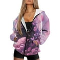 thumbnail image 1 of Uorisanigo Purple Rose Horse Womens Full Zip Up Hoodies Size 2XL Polyester Oversized Long Sleeve Hoodies with Pocket Soft Fall Fashion Sweatshirt, 1 of 7