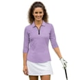 thumbnail image 1 of Uorisanigo Purple Women's 3/4 Sleeve Golf Top Comfortable Polyester Spandex Fabric Athletic Polo Workout Tops Relaxed Quick Dry Tennis Tops with Zipper Neck Workout Sports, 1 of 7