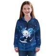 thumbnail image 1 of Uorisanigo Quarter Zip Pullover Sweatshirts for Teen Girls, Casual Blue Whale Axolotl Long Sleeve Pullover Top, School Quarter Zipper Cropped Sweatshirt School Athletic Tops, 1 of 7