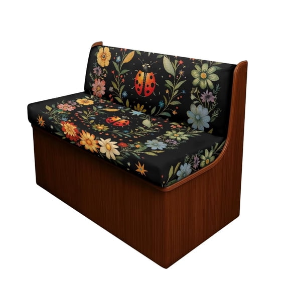 Uorisanigo RV Dinette Cushion Covers, Elastic Flower Ladybug Print RV Couch Covers Camper Cushion Slipcover Stretchable Sofa Chair Cover Furniture Protectors for RVs Camper Car Bench