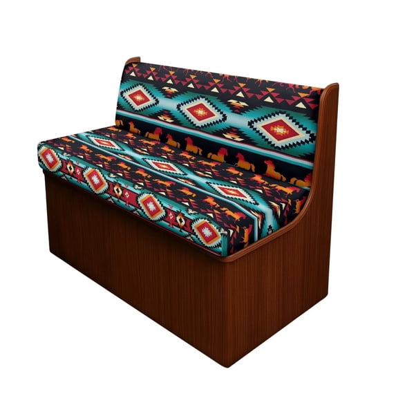 Uorisanigo RV Dinette Cushion Covers, Soft Running Horse Aztec Camper Cushion Slipcovers for Dinette Booth Seats, Replacement Sofa Camper Cushion Cover(1 Backrest & 1 Bench Covers)