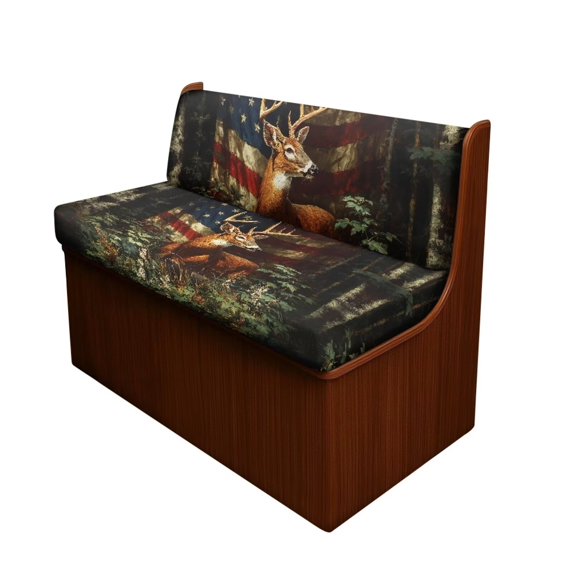 Uorisanigo RV Dinette Cushion Covers - Stretchable Camper Cushion Covers Booth Seats with 1 Backrest & 1 Bench Cover - Universal Fit & Machine Washable(Camo American Flag Deer Hunter)
