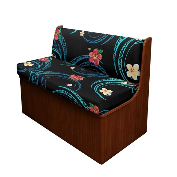 Uorisanigo RV Dinette Cushion Covers, Washable Polynesian Plumeria Camper Cushion Slipcover, Stretch Sofa Seat Slipcovers - Comfortable Sofa Furniture Protection - 1 Bench & 1 Backrest Cover