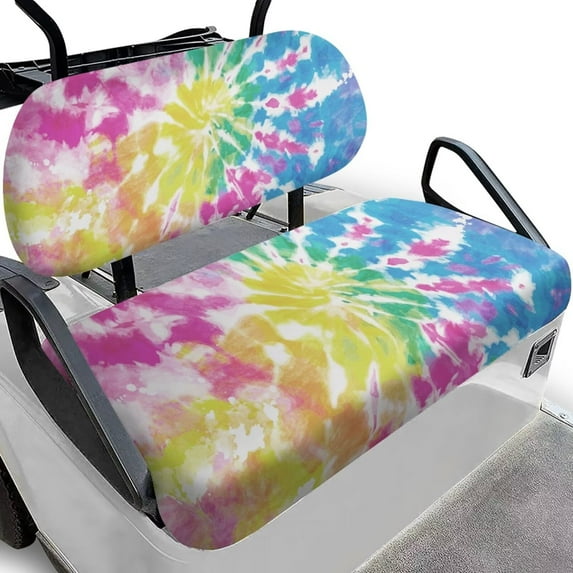 Uorisanigo Rainbow Tie Dye Golf Seat Cushion Cover Decoration Golf Cart Seat Covers Funny Club Car Seats Covers Machine Washable Easy to Clean