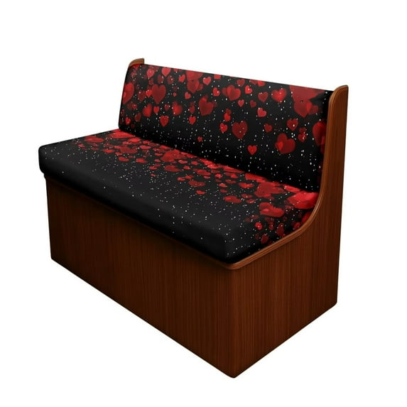 Uorisanigo Red Heart RV Sofa Seat Cover Replacement Camper Dinette Cushion Covers Washable 2-Piece Set Sofa Furniture Protector Camper Decor for RV Camper Car Bench Seats