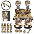thumbnail image 1 of Uorisanigo Retro Highland Cow Aztec 18 Pcs Car Seat Cover Set Seat Belt Pad Universal Steering Wheel Protector Armrest Cover Gear Shift Handbrake Headrest Covers Coasters Set and Key Chains, 1 of 7