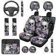 thumbnail image 1 of Uorisanigo Rose Skull 14 Pack Car Seat Covers Sets Auto Seat Belt Cover Car Steering Wheel Cover and Cars Headrest Cover Auto Armrest Cover Water Cup Pad Keychain Soft Fit for Cars and SUVs, 1 of 6