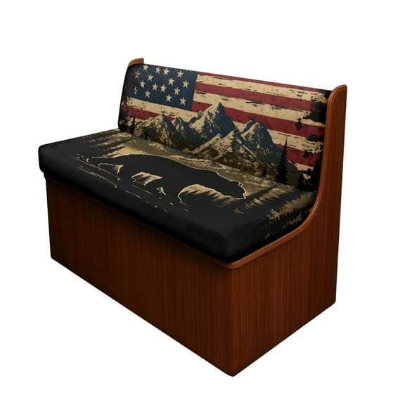 Uorisanigo Rv Dinette Cushion Covers Stretch Camper Couch Cover Soft American Flag Bear Dinette Cushion Cover Slipcovers Replacement 2 Set Camp Accessories, Easy to Install