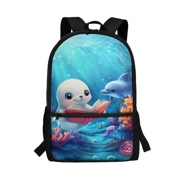 Uorisanigo School Backpack for Boys Girls 6-12 Year - Learning Whale Casual Daypack Schoolbag- Lightweight Large Capacity- 17 Inch Kids Backpack for School, Travel & Sports