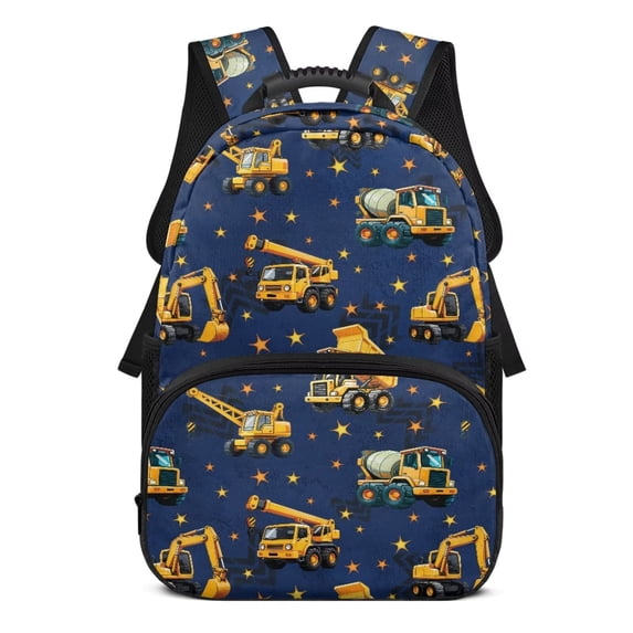 Uorisanigo School Backpack for Boys Girls, Lightweight Construction Vehicle Print Kids Backpack Fit Preschool Elementary Kindergarten , 17 Inch Large Capacity School Bag Book Bags