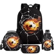 thumbnail image 1 of Uorisanigo School Backpack Kids 4-Packs Fire Soccer Backpacks Set with Insulated Lunch Box Bag Pencil Case Water Bottle Holder for Preschool Elementary Primary Girls Boys Teens, 1 of 7