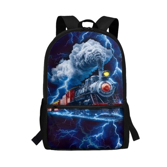 Uorisanigo School Backpack for Kids 5-12 Year Multifunctional Lightning Steam Train School Bag Backpack for Girls Boys with Adjustable Shoulder Straps Travel Backpacks - 17 Inch