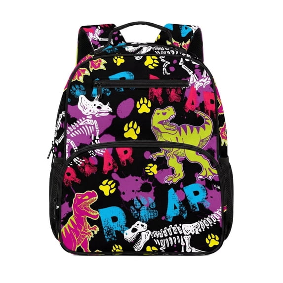 Uorisanigo School Backpack for Little Boys 6-8, Breathable Large Capacity Daypack with Padded Shoulder, Lightweight Preschool Bookbag for Daily Graffiti Dinosaur Print