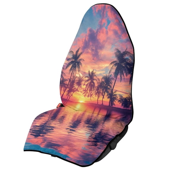 Uorisanigo Sea Coconut Tree Car Seat Cover Easy to Install Waterproof Bucket Towel Seat Covers Anti-Slip Back Fabric for Trucks SUV Jeep Auto Accessories Protectors