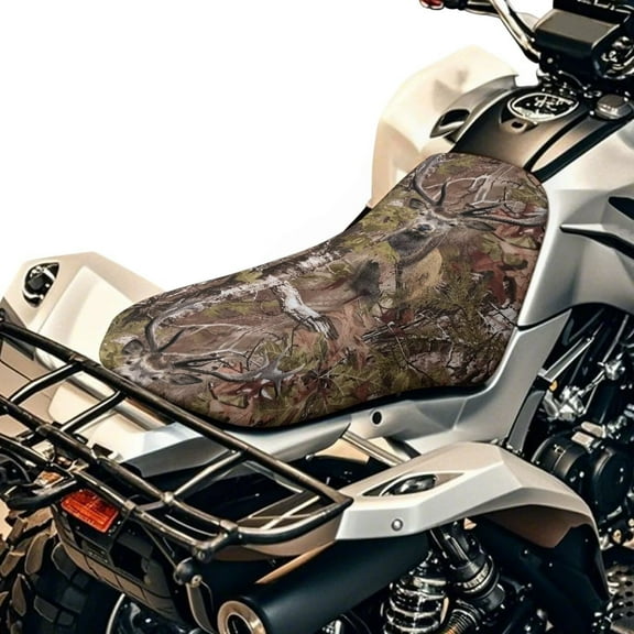 Uorisanigo Seat Cover for Atv, Breathable Hunting Camo Dead Branch Four Wheeler Seat Cover Waterproof Elastic Polyester Fabric, Universal Fit Most ATV Four-Wheeler