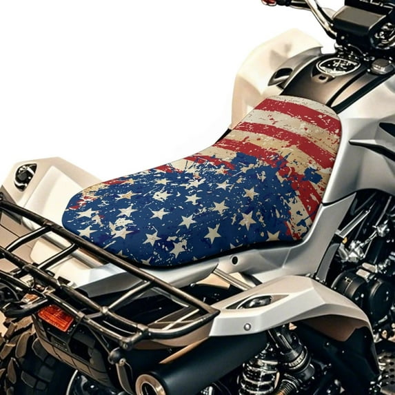 Uorisanigo Seat Cover for Atv, Breathable Vintage American Flag Four-Wheeler Seat Cover Protective Compatible with Honda Rancher 420 for Comfortable Long-Distance Riding Easy to Install and Clean
