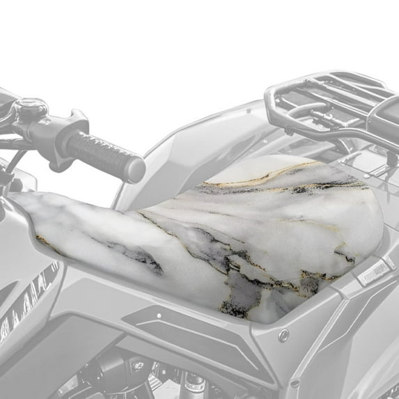 Uorisanigo Seat Cover for Atv Waterproof Print Motorcycle Seat Cushion All Season Weather Proof Outdoor UV Protection for Polaris Sportsman Foreman Kodiak (White Marble)