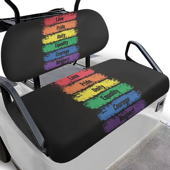 Uorisanigo Seat Cover for Golf Cart Club Car, Washable LGBT Rainbow Pride Golf Cart Replacement Front Seat Cover, Fits for Two-Person GolfCart Seats