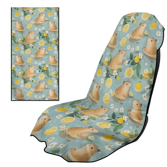 Uorisanigo Seat Covers for Cars Post Workout Sweat Washable Cover Lemon Capybara Front Seats Only Easy to Install Athletic Running Towel Seat Universal Fit Most Cars