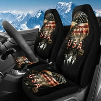 Uorisanigo Seat Covers for Cars, Trucks, & SUV - 2 Pack Universal USA Flag Bald Eagle Auto Protectors for Front Seats - Front Seats Cover for SUV Interior Covers & Seat Cover Accessories
