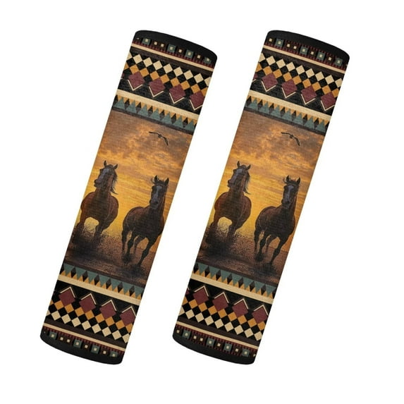 Uorisanigo Seatbelt Cushion Soft Comfort Seat Belt Cushion Pad Cover Harness Pad Western Horse Tribal Aztec Flannel 2 Pack Seatbelt Covers Universal Fit Seatbelt Cover Car Truck SUV