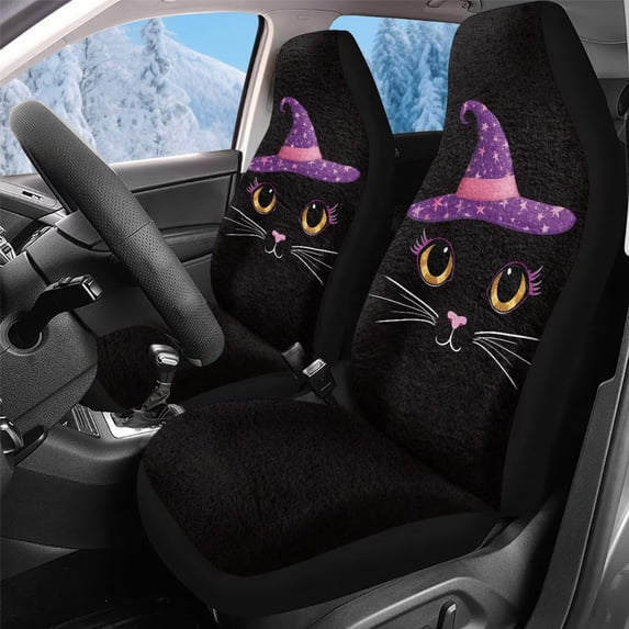 Uorisanigo Set of 2 Automotive Seat Cover Front Set Car Protection Accessory, Universal Cute Cat Print Bucket Seat Cover, Car Seats Covers for SUV, Seats Interior Covers for Trucks