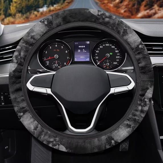 Uorisanigo Skull 15 Inch Steering Wheel Cover Funny Car Steering Wheel Protector for Most Vehicle Warm Car Steering Wheel Cover Fluffy Auto Wheel Cover Winter Car Accessories Gift for Friends