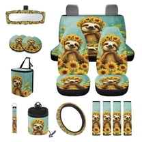 Uorisanigo Sloth Print Car Seat Covers Modern Car Seat Cover Full Set Car Accessories with Car Steering Wheel Cover, Car Trash Can, Car Seat Belt Cover,Car Interior Decor Gift for Birthday