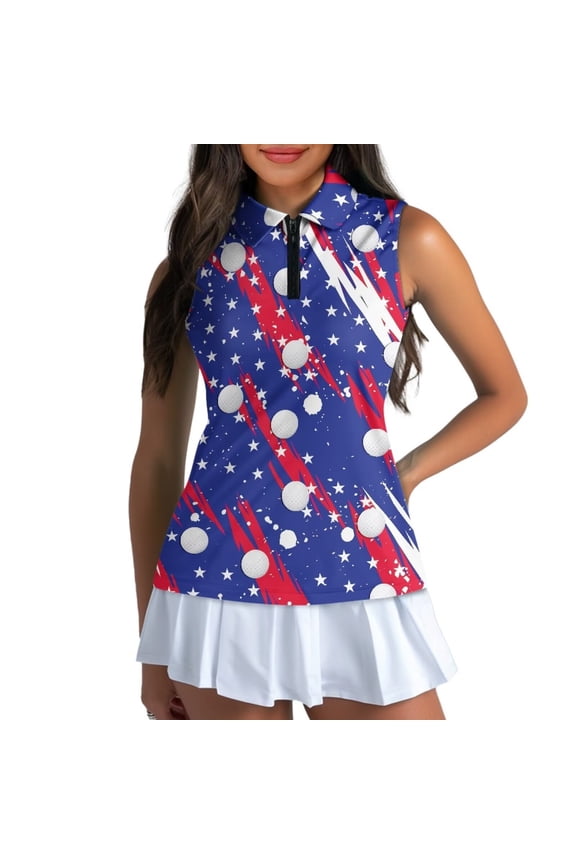 Star Golf Quick Dry Athletic Shirts for Women Versatile 1/4 Zipper Women's Sleeveless Golf Tennis Shirts Casual Relaxed Workout Tank Tops for Women