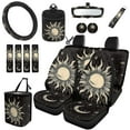 thumbnail image 1 of Uorisanigo Star Moon Sun Car Seat Cover Full Set Set of 15, with Steering Cover Seat Belt Pads Drink Car Coasters Set Trash Garbage Air Outlet Bag Rearview Mirror Cover Keychain Keyrings, 1 of 7