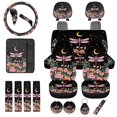 thumbnail image 1 of Uorisanigo Starry Dragonfly Flower Car Seat Cover Full Set, with Steering Wheel Protector Center Console Pads Headrest Shift Knob Covers Coasters Set Handbrake Seatbelt Shoulder Pad Key Chains, 1 of 7