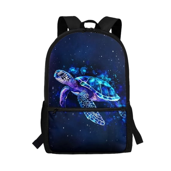 Uorisanigo Starry Turtle 17 Inch School Backpack for Boys Elementary School Bag Kids Kindergarten Casual Basic Bookbag Preschool Travel Rucksack with Water Bottle Pockets 6-12 Years Old