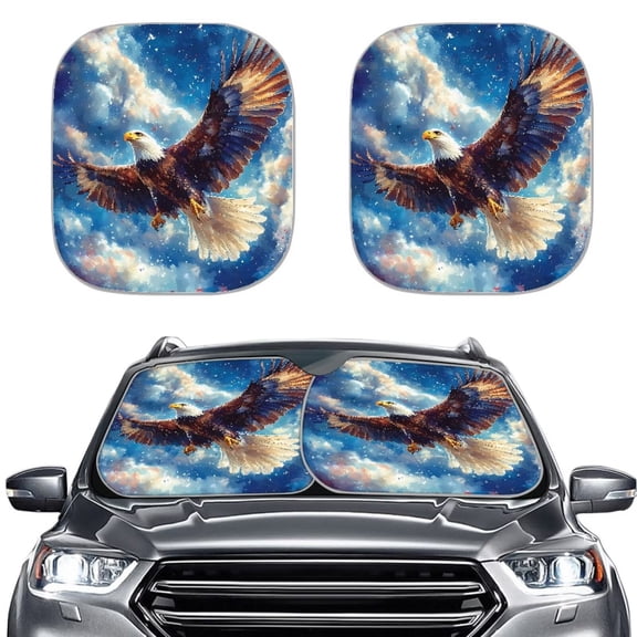 Uorisanigo Sun Visor for Car Windshield 2pcs Cool Eagle Foldable Sun Visor Blocks Car Sunshade Side Window Summer Sun Blocks Car Accessiores Fits Most Cars Sun Shield Cushion