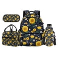 thumbnail image 1 of Uorisanigo Sunflower Black Backpack Set for Boys Ages 5-16, Large Capacity Bookbag with Insulated Lunch Bag, Water Bottle Holder and Pencil Box, Side Mesh Pocket for Laptop, 1 of 7