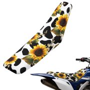 Uorisanigo Sunflower Cow Print Dirt Bike Seat Cover Soft Waterproof Motorcycle Seat Cover Breathable Fashion Dirt Bike Accessories Universal for Most Dirt Pit Bikes Motocross Off Road Enduro