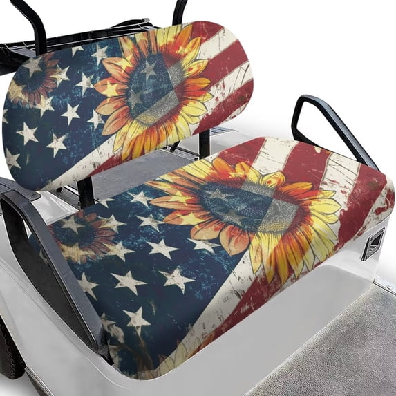 Uorisanigo Sunflower National Flag Golf Cart Seat Covers Club Car Durable Golf Cart Replacement Front Seat Easy to Clean Golf Cart Seat Protector Golf Cart Accessories Golf Gifts for Women