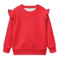 thumbnail image 1 of Uorisanigo Sweatshirt for Girls Ruffle Shoulder Long Sleeve Crew Neck Light Red Pullover Sweater Tops Soft and Comfortable Pullover Top Size 5-6, 1 of 7