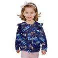 thumbnail image 1 of Uorisanigo Toddler Baby Girl Sweatshirt Crew Neck Galaxy Dragonfly Pullover Sweater Ruffled Shoulders Design Casual Sweatshirts for Kids Size 1-2 Fall Trendy Long Sleeve Shirts, 1 of 7