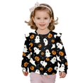 thumbnail image 1 of Uorisanigo Toddler Girl Oversized Sweatshirt Crewneck Long Sleeve Pumpkin Ghost Shirts with Ruffle Shoulders, 4-5T Hooded Pullover Tops for Fall Winter Spring, 1 of 7
