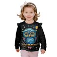 thumbnail image 1 of Uorisanigo Toddler Girl Sweatshirt Comfy Cute Owl Print Hoodie No Hood Sweatshirt Crewneck Ruffle Shoulder Pullover Shirts Sweater Blouse Fall Clothing, 1 of 7