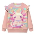 thumbnail image 1 of Uorisanigo Toddler Girl Sweatshirt Crewneck Long Sleeve Cute Shirts Tops 1-2T Kids Oversized Pink Salamander Sweatshirts Ruffle Shoulder Pullover Hoodies Tops Fall Fashion, 1 of 7