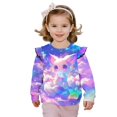 thumbnail image 1 of Uorisanigo Toddler Girl Sweatshirt Oversized Sweatshirts Kids Cute Galaxy Cat Print Pullover Sweater Shirts with Ruffle Shoulder Fall Trendy Kids O-Neck Pullover, 1 of 7