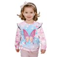 thumbnail image 1 of Uorisanigo Toddler Sweatshirt Novelty Pullover Sweater Tops with Ruffle Shoulder, Cherry Blossom Butterfly Pink Kids Sweatshirt Girls Sweaters Shirts Fall Trendy 4-5T, 1 of 7