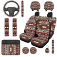 thumbnail image 1 of Uorisanigo Tribal Aztec 14 Pieces Auto Seat Cover Sets with Cars Headrest Cover and Steering Wheel Cover and Auto Seat Belt Cover Armrest Cover Car Water Cup Pad Keychain Soft for Car SUV, 1 of 6