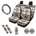 thumbnail image 1 of Uorisanigo Tribal Geometric 10 Pack Car Accessories Set with Soft Anti-slip Car Seat Covers and Auto Steering Wheel Cover Seat Belt Pads and Water Cup Coaster Keychains for Most Cars SUVs, 1 of 7