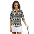 thumbnail image 1 of Uorisanigo Tribal Horse Women's 3/4 Sleeve Golf Top with Zipper Comfortable Breathable Women's Dry-Fit Golf Polo Shirts Polyester Spandex Fabric Fashionable Workout Tops Size XL, 1 of 7