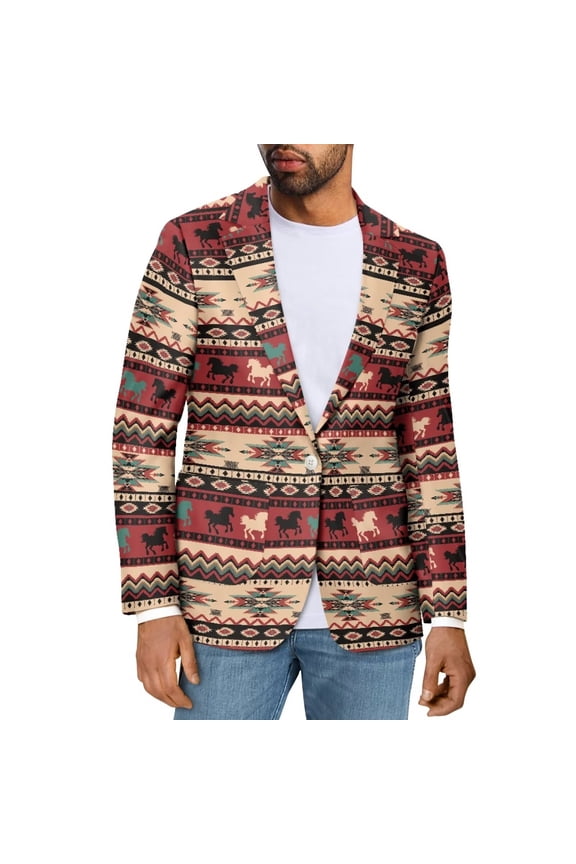 Tribal Style Men's Casual Blazer Comfotable One Button Men'S Casual Blazers Sport Coats Regular Fit Soft Lightweight Sport Coats Stretch Stylish for Men Size 5XL